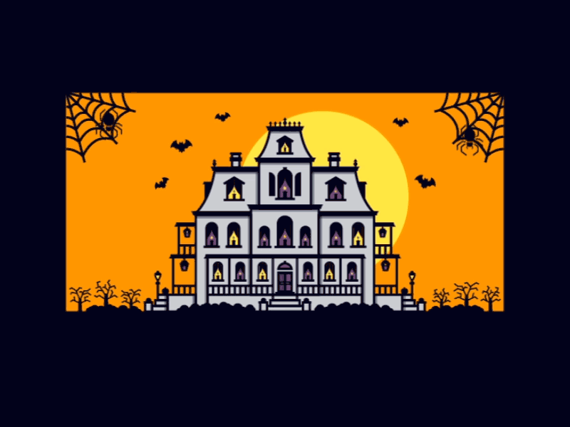 Favor Halloween animation bats candles cobweb delivery favor halloween illustration spider spooky