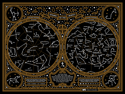 Stars Of The Night afe constellations illustration moon mythology poster stars