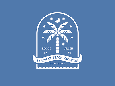 Family Beach Vacation badge beach florida moon palm stars texas tree vacation