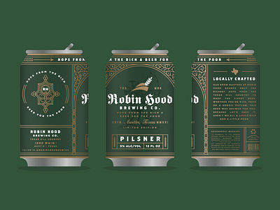 Robin Hood Brewing Co. Can Mockup alcohol beer beer can branding brewing illustration label logo monoline