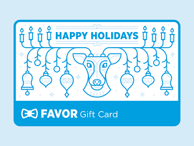 Favor Gift Card - Holiday Edition austin delivery favor giftcard holiday holiday card illustration monoline reindeer texas