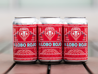 El Lobo Rojo Beer label beer beer label branding brewery cherry illustration label monoline mountain new mexico wheat