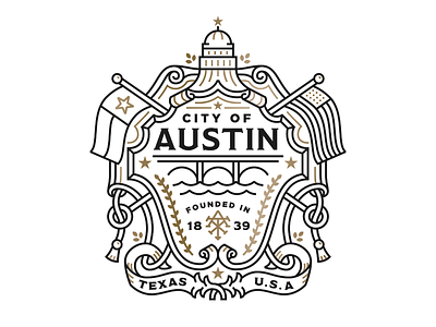 MOO | AIGA Austin SXSW Postcard Crop austin branding capital crest flag illustration monoline texas
