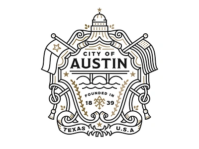 MOO | AIGA Austin SXSW Postcard Crop austin branding capital crest flag illustration monoline texas