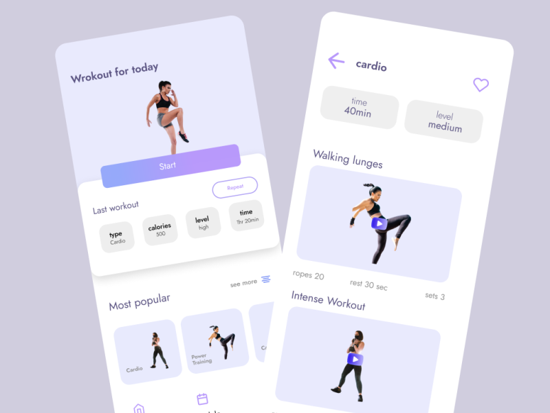 Workout App UI by Farheen Khan on Dribbble