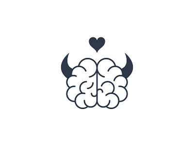 Justmighty Logo brain brand branding heart horns icon identity justmighty logo symbol visual