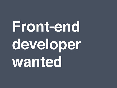 Front-end developer wanted