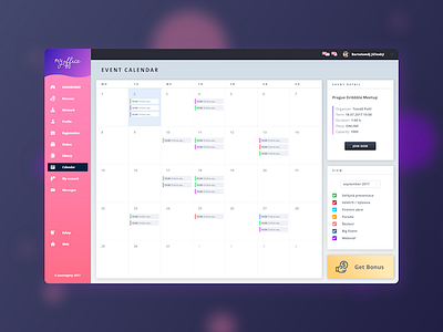 Dark pink UI Calendar admin app calendar concept dark dashboard event gradient pink ui ux web