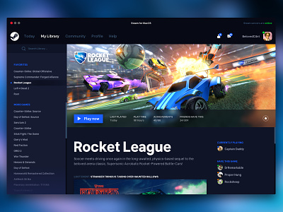 Steam Redesigned gaming rocket league ui