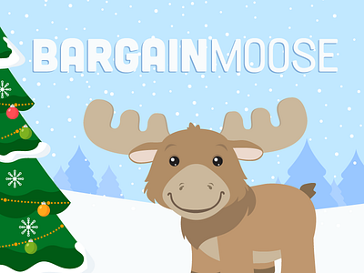 Bargainmoose Winter Scene animal christmas cute illustration moose winter