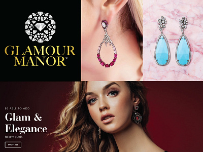 Glamour Manor Jewellery Logo Mark branding circle circle logo curated diamond diamonds earrings fashion feminine gold gradiant jewel jewellery jewels logomark luxury nyc serif woman