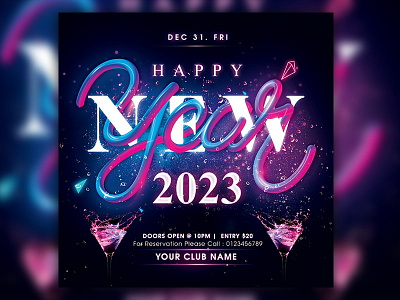 New Year Flyer happy new year new year new year 2023 new year neon party new year party new year party flyer new years eve