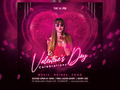 Valentines day 14 feb celebrations design flyer love poster valentine party valentines day vday
