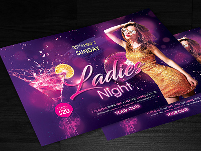ladies Night Flyer disco elegant flyer glam hot ladies night party sexy vip