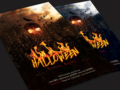 Halloween Flyer creepy dark flyer halloween horror night scary skull thriller