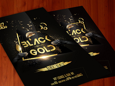 Black and Gold Party Flyer black and gold disco elegant flyer glam hot ladies night luxurious party sexy vip