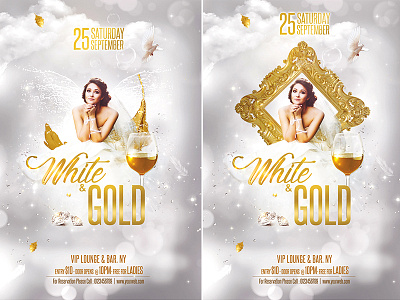 White and Gold Party deluxe elegant flyer glam hot ladies night party sexy vip white and gold party whitegold