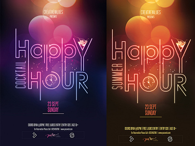 Happy Hour Flyer after party alcohol bar bar flyer black club club poster cocktail cocktail flyer cocktail promotion cocktails drinks drinks flyer drunk event fresh happy hour happy hour invitation happy hour party party flyer