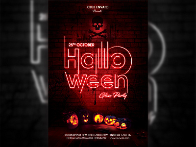 Halloween Glow party celebrations flyer glow halloween halloween carnival halloween design halloween flyer neon party template