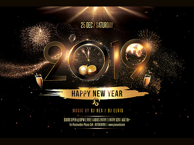 New Year Flyer awesome balck and gold elegant glittering golden new year flyer happy new year new year new year 2019 new year bash new year flyer new year party flyer night club nye party flyer