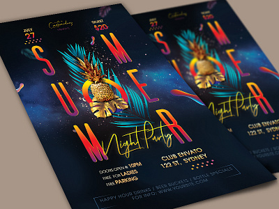 Summer Flyer colorful flyer design flyer template party flyers poster print templates summer flyer summer nights summer party summer vibes vibes