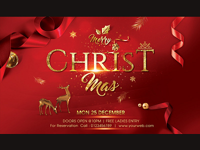 Christmas Flyer christmas christmas card christmas design christmas flyer christmas party golden chritmas invitation merry christmas xmas