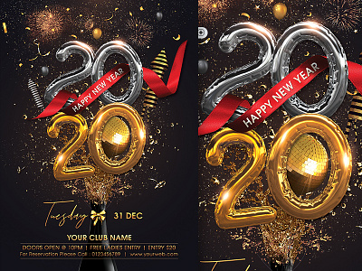 New Year Party Flyer celebration christmas new year new year 2020 new year flyer new year party new years eve nye nye flyer poster