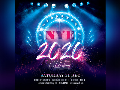 New Year Flyer neon new year new year bash new year design new year flyer new year party new year party flyer nye 2020 poster template