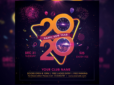 New Year 2020 abstract celebrations colorful new year new year bash new year card new year eve new year flyer nye nye2020 poster template