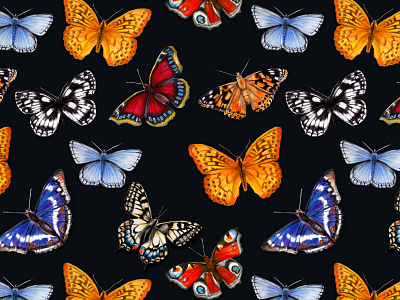 Butterflies pattern watercolour animal illustration