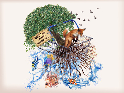World Nature Conservation Day Artwork conservationist earth earth day environmental art fish fox nature nature conservation planet sustainability trees water watercolour illustration wildlife
