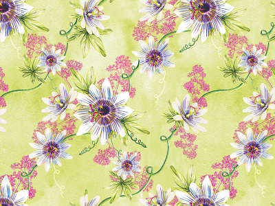 Passionflower And Velerian Pattern