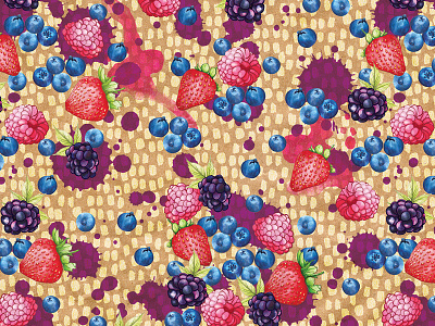 Fruity berry and granola splash berries colourful eating fresh food illustration food pattern juicy superfood