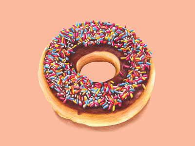 Food Illustration - Chocolate Dipped Ring Doughnut cake doughnut food illustration ring doughnut sprinkles sugar sweet treat