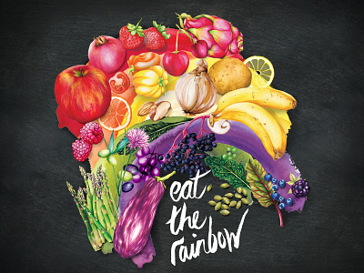 Eat The Rainbow food illustration fruit healthy eating healthy living lifestyle illustration nutrition rainbow vegetables