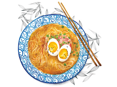 Food Illustration Watercolour Ramen Bowl