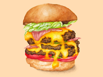 Food Illustration Juicy Cheeseburger burger cheeseburger comfort food food illustration