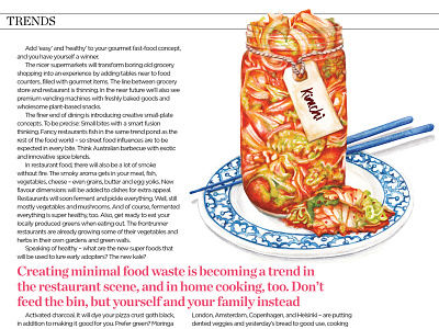 Editorial Watercolour Food Illustration Kimchi food illustration food trends healthy eating kimchi lifestyle watercolour