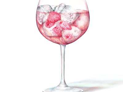 Watercolour Pink Gin alcoholic bar cocktails drinks drinks illustration food and drink gin party pink gin summertime watercolor watercolour watercolour illustration