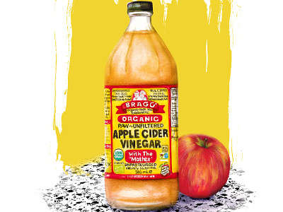 apple cider vinegar watercolour illustration still life