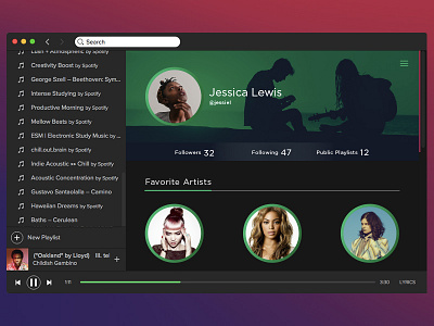 Daily UI 006 - User Profile 006 daily ui dailyui profile profile page spotify ui user profile