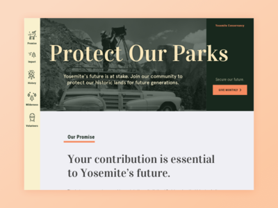 🌲Yosemite Challenge❄️ charity conservation donation epicurrence landing page nature retro ui ux yosemitechallenge