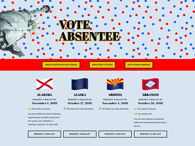 Vote Absentee app landing page politics ui web app web design