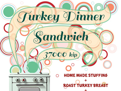 Turkey Dinner Sandwich cafe fall holiday poster retro sandwich thanksgiving turkey