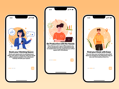 [TEASER] Onboarding for OfficeBook 📌 app ui app ux booking app iphone meeting app meeting rooms mobile mockup office app office booking officebook uiux ux