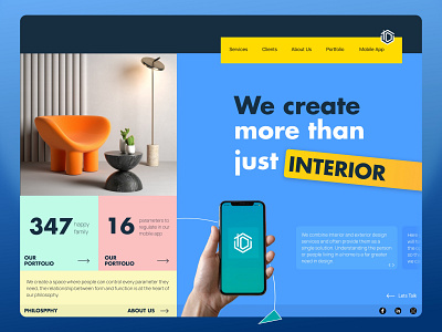 Interior Website Design : landing Page branding graphic design home page home page template interior website landing age minimalism product design template ui ux web design website website design