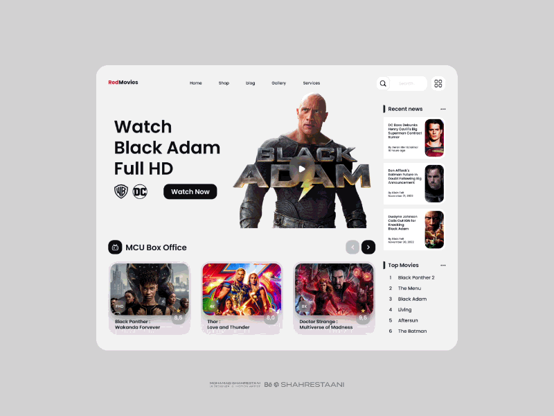 RedMovie Website UI & Motion Design