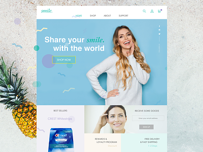 smile. beauty ecommerce homepage site ui ux webdesign