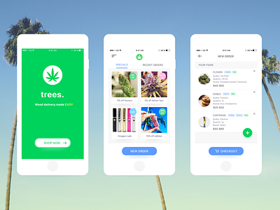 trees. - marijuana shopping and delivery app app cannabis delivery ecommerce iphone kush marijuana mobile shop ui webapp weed