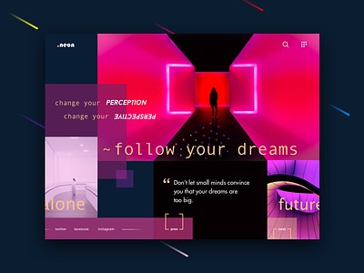 .neon architecture blog dark design interface minimal neon pink sketch ui ux web